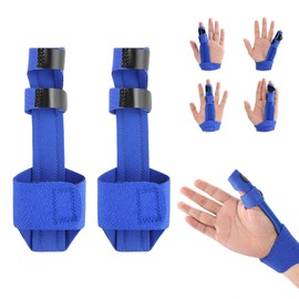 Guegine 2 pcs Finger Splint,Finger Brace with Wrist Brace,Triggerfinger Splint,Adjustable Little Fingersplint,Supported Broken Fingersplint,For Fixation and Correction of Bent and Broken Fingers