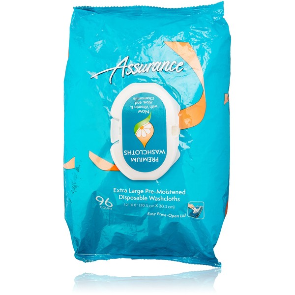 Assurance Pre-Moistened Extra Large Disposable Washcloths, 96ct