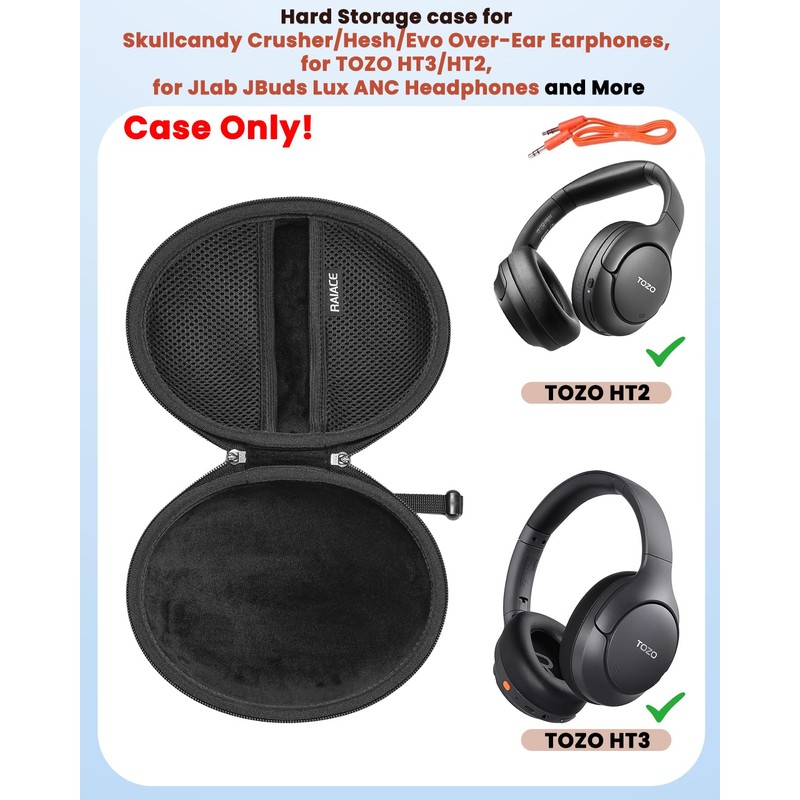 RAIACE Hard Storage Case Compatible with Skullcandy Crusher/Hesh/Evo Over-Ear Earphones,