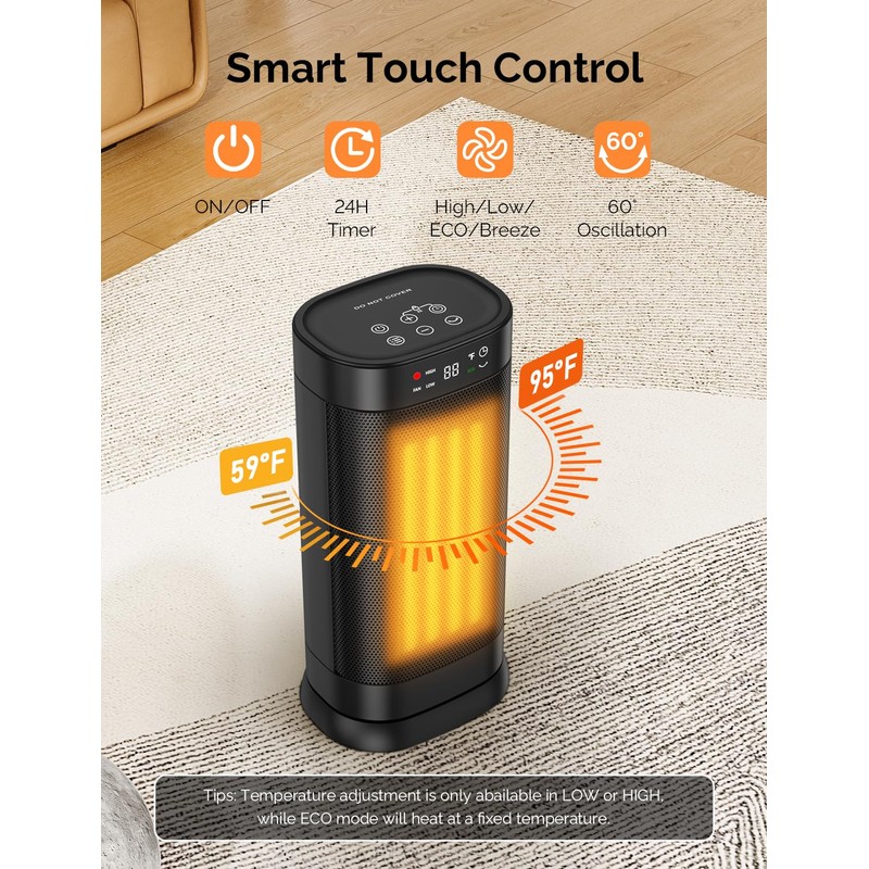 Faryuan Space Heaters for Indoor Use, 1500W Fast Heating Oscillating