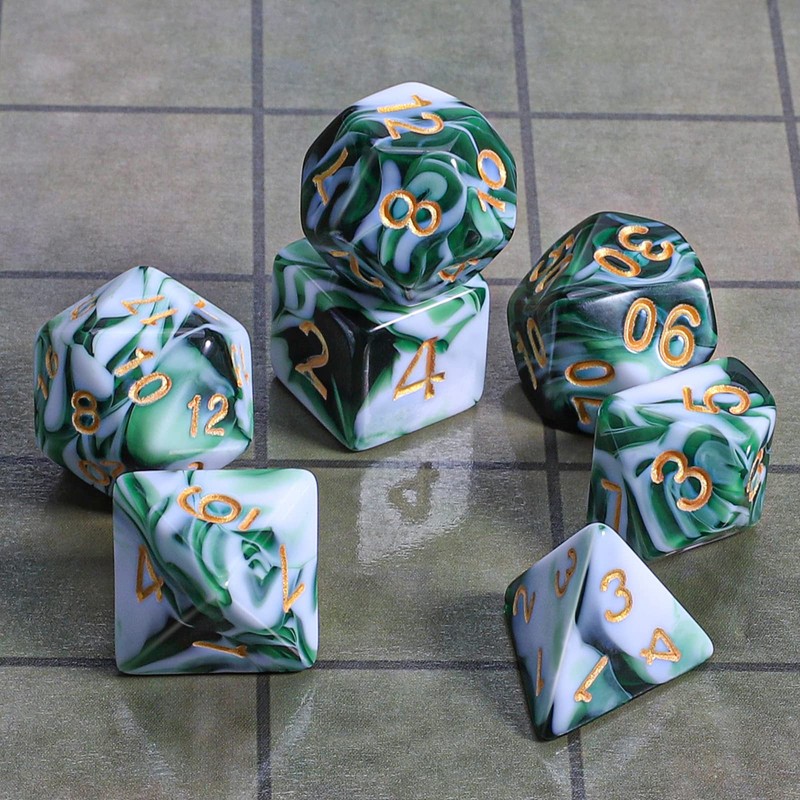 CiaraQ DND Polyhedral Dice Set with a Black Dice Bag
