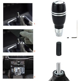 Lunsom Push Button Gear Shifter Handle Head Aluminum Alloy Car Stick Shift Knob Fit Most Automatic Vehicle (Black)