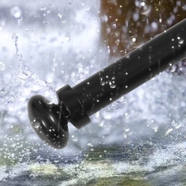 RYB HOME Outdoor Patio Curtain Rod 144 to 168, 1" Rustproof Metal Rod Diameter for Heavy Loads Curtains, Adjustable Length Ball Finials Rod with Bracket Set for Easy Install, Matt Black, 144-168 inch
