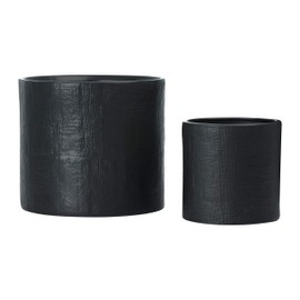 Main + Mesa Stoneware Ceramic Planters, Indoor Outdoor Flower Plant Pot, Set of 2 Includes 7.25" x 7.25" and 11.25" x 10", Black
