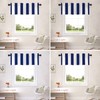 Shrahala Blue Classic Stripe Kitchen Valances, White Half Window Curtain