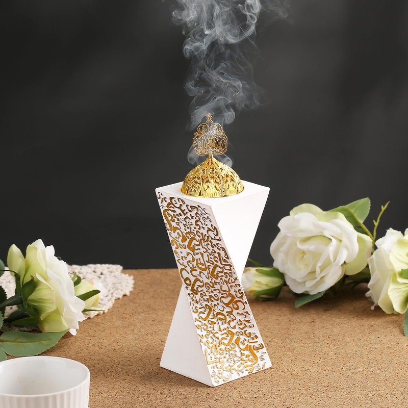 TERSCHELLING White Bakhoor Burner, Charcoal Incense Burner, Frankincense Resin Incense