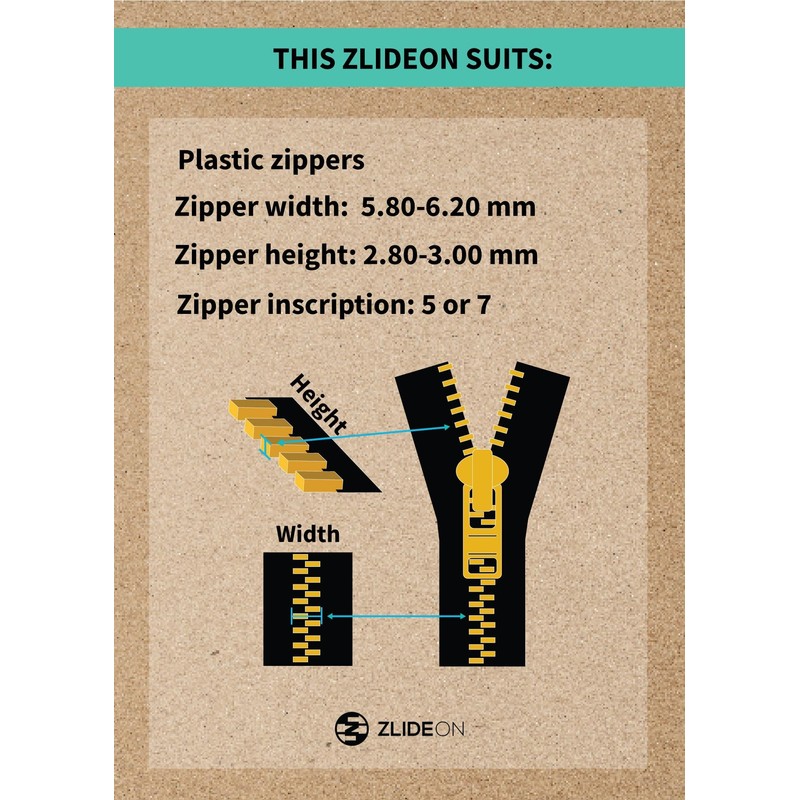 ZlideOn Zip Replacement - Silver, Normal (L) - Instant Zipper