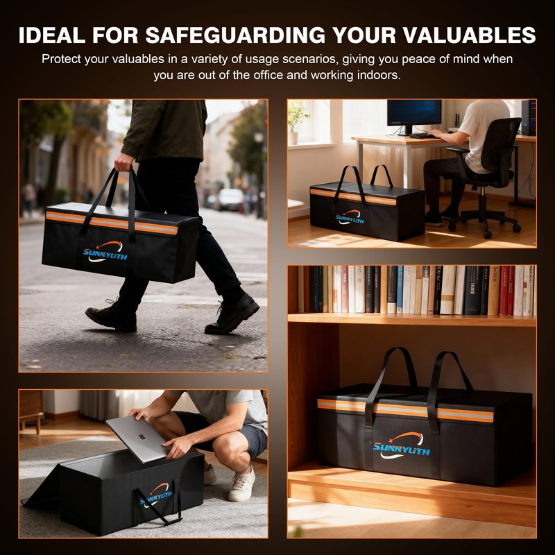 Large Fireproof Document Bags, 24x12x12" Waterproof Storage Firesafe Bag, Large