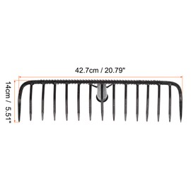 HARFINGTON Garden Rake Replacement Head 15 Tines Cast Iron Rake Head for Garden Preparation Leaf Debris Cleanup Soil Aeration Educational Tool, Black