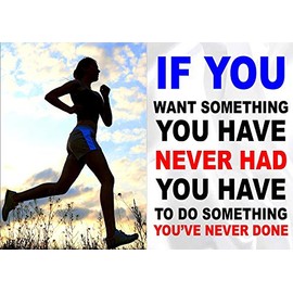 Inspirational Motivational Quote Sign Poster Print Picture(RUNNING (WOMAN) IF YOU WANT SOMETHING) SPORTS,LIFE,BOXING, CYCLING, ATHLETICS, BODYBUILDING, TRIATHLON,BASKETBALL, FOOTBALL, RUGBY, SWIMMING, MARTIAL ARTS ETC ETC