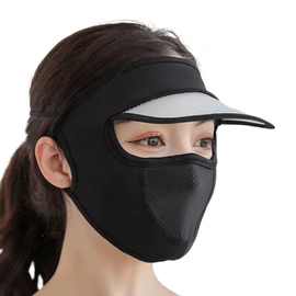 AIXXCUVQ Breathable And Comfortable UV Cycling Sun Protection Facekini Elastic And Comfortable Hanging Ears Ice Silk Outdoor, black