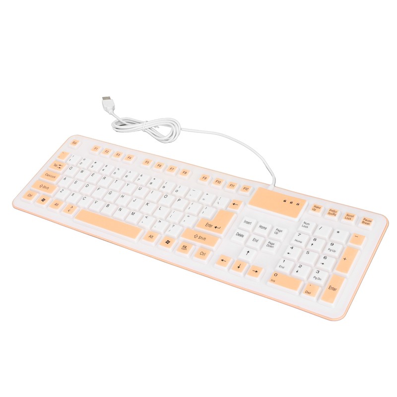 Foldable Silicone Keyboard 106 Keys Waterproof Dustproof Foldable USB Wired