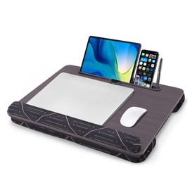 Jasenna Lap Desk,Fits up to 15.6 inch Laptop Bed Table Computer with Soft Pillow and Storage Bag,Gaming Tray and Writing Tray on Bed for Home Office(2-Dark Brown)