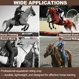 zavcurp Black Riding Crop Whip, Training Leather Crop, Soft Multi-Tail Leather, Anti-Slip Handle, Water-Resistant, Durable Reinforced, Comfortable Grip, Easy Clean, Horse Training Aid