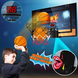 TREYWELL Indoor Basketball Hoop Boys Gifts for Teens and Adults Door Room Basketball Hoop Mini Hoop with Electronic Scoreboard, 3 Balls and Batteries Basketball Toys for 8 9 10 11 12