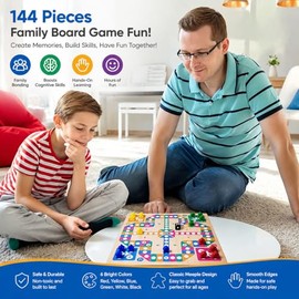 144 fichas de juego Meeples – piezas opacas de juego de mesa en 6 colores, perfectas para juegos de mesa, con una práctica caja de almacenamiento portátil
