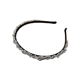 EZ PEACH カチューシャ シンプル キラキラと輝 べっラインストーン ラインストーン ヘッドアクセ ヘア デイリー ヘアアクセサリー カチューシャ 可愛い 前髪 髪留め 髪飾り 結婚式 発表会 入学式 (Hematite/パール)