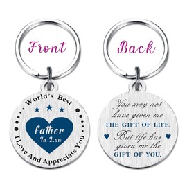 EE&YU Father in Law Christmas Keychain Gifts - Father in Law Birthday Gifts, World's Best Father in Law Wedding Gifts, Love and Appreciate Father in Law Present