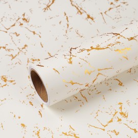 VEELIKE Beige Gold Countertop Contact Paper Waterproof White Marble Contact Paper Peel and Stick Countertops for Kitchen 15.7''x118'' Countertop Vinyl Self Adhesive White Wall Paper for Walls Cabinets