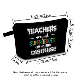 MoCaliduccious Teachers Are Heroes Print Makeup Bag Superhero Spirit Teacher Cosmetic Organizer Teachers' Day Gift for Mentor Teacher's Appreciation Gift