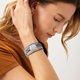 Long tiantian Stocking Stuffers Holiday Outfits for Women 2025 Leather Bracelet for Women Baroque Pearl Wrap Bracelets Womens Leather Cuff Bracelet