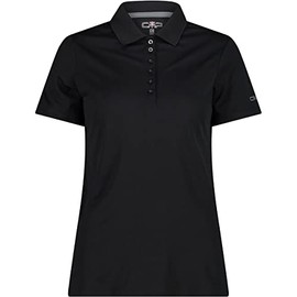 CMP Polo Piquet in Tinta Unita, Donna, Nero-Graffite, 44