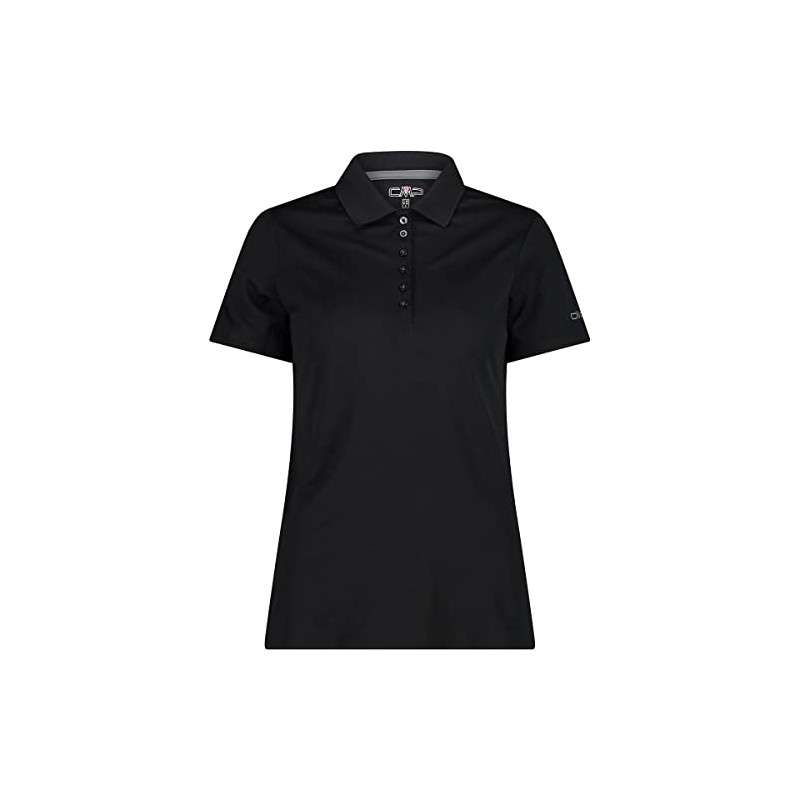 CMP Polo Piquet in Tinta Unita, Donna, Nero-Graffite, 44
