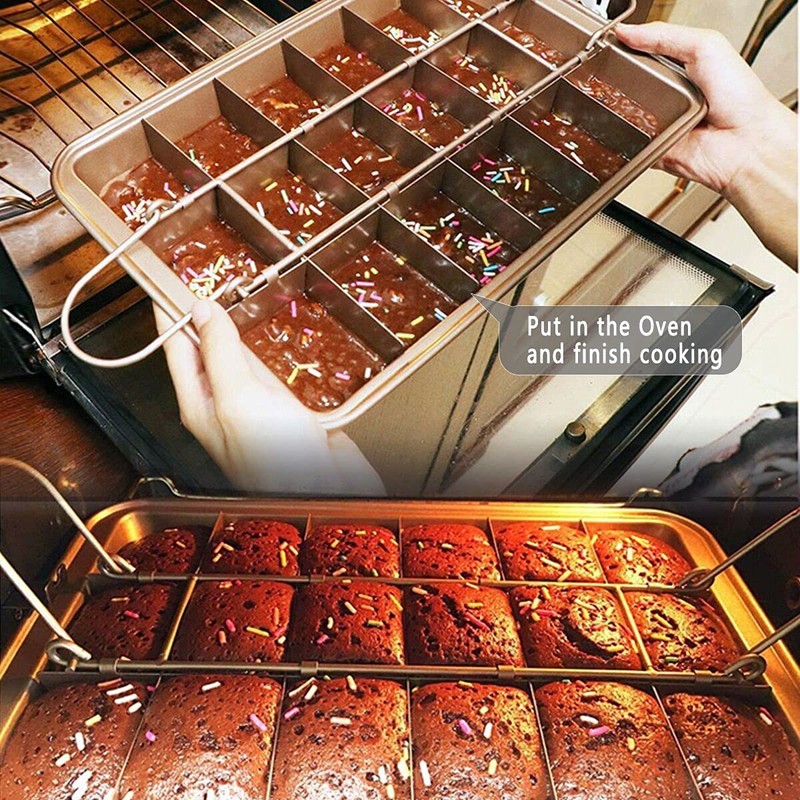 Brownie Pan, Non-Stick Brownie Baking Pan with Dividers, Brownie Cutter,Brownie