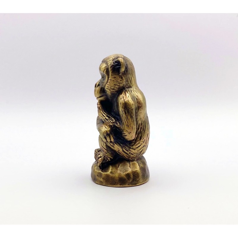 Lamp Finial-Thinking Monkey-Antique Brass Finish, Highly Detailed Metal Casting