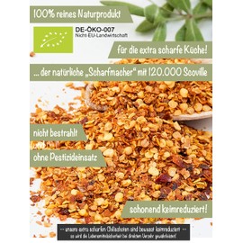 direct&friendly Organic Chilli Dried Extra Hot Crushed Chili Flakes 120,000 Scoville (100 g)