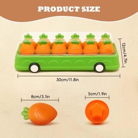 Montessori Carrot Matching Educational Toys Gift Age 1-3+ Early Education Training Toys for 1/2/3/4/5 Year Old Children Color Shape Sorting Learning Set Carrot Toy for Baby Toddler