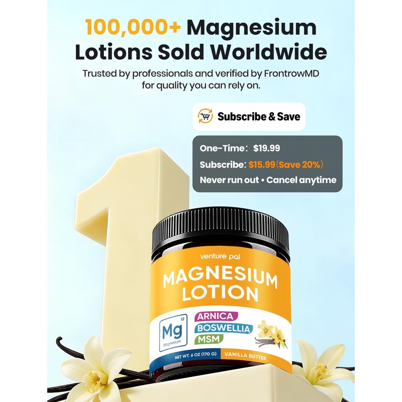 Magnesium Lotion with Arnica, MSM & Boswellia – Cooling Magnesium