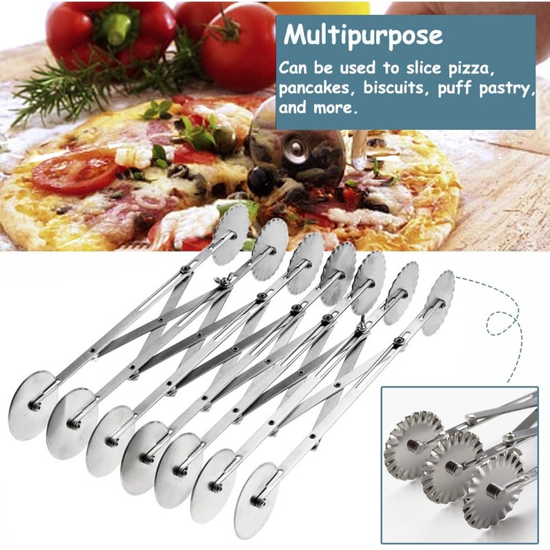 7 Wheel Pastry Cutter Stainless Steel Pizza Slicer, Adjustable Pizza