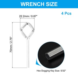 PATIKIL 5/32" Standard Hex Dogging Key, 4 Pack Solid Steel Wrench Door Key with Rhombus-Shaped Full Loop for Crash Bar, Push Bar Emergency Exit Devices, Silver