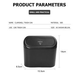 CGEAMDY Car Rubbish ​Bin with Lid, Mini Portable Auto Garbage Organizer, ABS Leakproof Waterproof Dustbin, Automotive Door Front Back Seat Rubbish Storage Bin, for Office Home Car (Black)