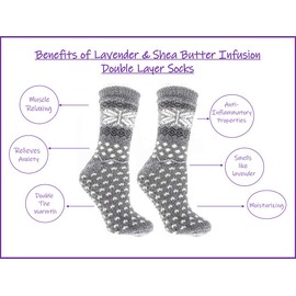 MinxNY Women's Double Layer Warm Soft and Fuzzy Neroli & Shea Butter Infused Slipper Socks Gift, Grey
