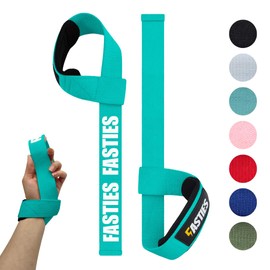 FASTIES Lifting Straps for Strength Training - Gym Lifting Straps for Women & Men - Grip Aids for Weightlifting, Bodybuilding, Fitness - Turquoise - Deadlift & Deadlift