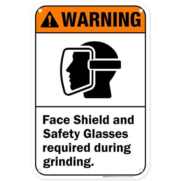 Warning Face Shield And Safety Glasses Required During Grinding ANSI