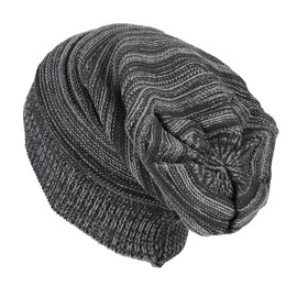 Women Men Slouch Beanie Hat Large Baggy Beanies Warm Knitted Beanie Hat Skull Hat Cap Unisex Skullies Beanies Hat Bicolor Crochet Hat Ski Snowboarding Hat Hip Hop Hat with Elastic Black Headband