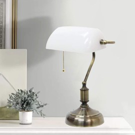 Anmire White Glass Bankers Lamp Shade Replacement Cover or Banker's Desk Lamp Shade Replacement Glass Cover, L8.6“ W5.2”, G0020