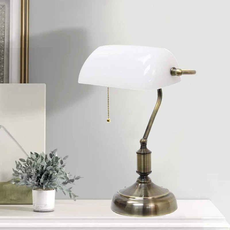 Anmire White Glass Bankers Lamp Shade Replacement Cover or Banker's