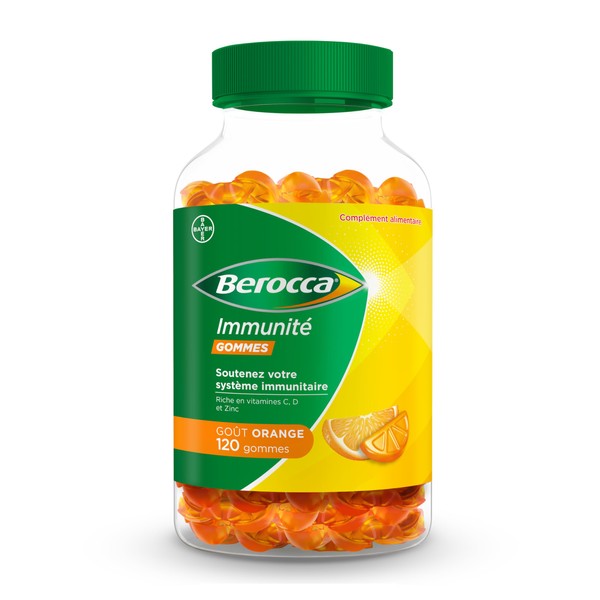 Berocca® Immunity Gums - Multivitamin Dietary Supplement - 8 Vitamins and Minerals - Including Vitamin C, D and Zinc - Supports Immunity in Everyday Life - Orange Flavour 2x60 Gums