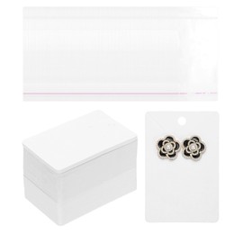 PATIKIL Earring Display Cards, 150 Pcs Necklace Display Holder Card with Packaging Bags for Hanging Earrings Necklace Ear Studs, White