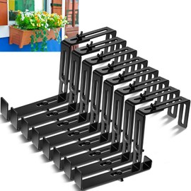 Leinuosen 8 Pcs Adjustable Window Boxes Brackets Planter Box Bracket Heavy Duty Deck Railing Hanging Flower Stand for Windowsill Garden Fence Balcony (Black)