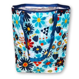 PromotionGift - Reusable Foldable Cooler Bag, Shopping, Beach Bag, Lightweight and Durable, with Aluminium Lining for Perfect Cooling Function - 25L (Blue Daisy), Blue Daisy