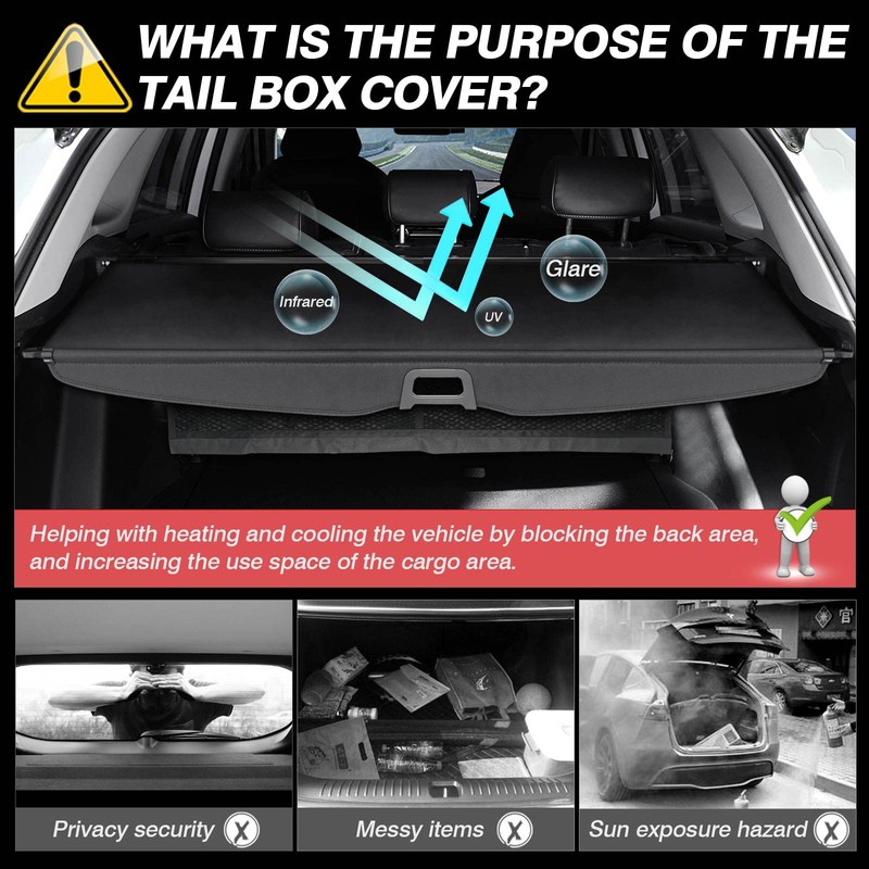 Automiim Cargo Cover for Toyota 4Runner 2024 2023 2010-2022 Trunk