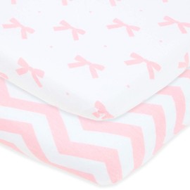 Bassinet Fitted Sheets Compatible with Mika Micky Bedside Sleeper – Snuggly Soft Jersey Cotton – Fits Perfectly on 19 x 32 Inch Bed Side Sleeper Mattress Pad – Pink – 2 Pack