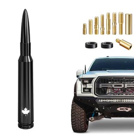 Car Truck Bullet Antenna - Canada Flag Style- Mast for GM Chevy Silverado 1500 2500 3500 HD Avalanche Ford F150 F250 F350 Denali Heavy Duty Pickup Truck Accessories(Black)-Anti Theft