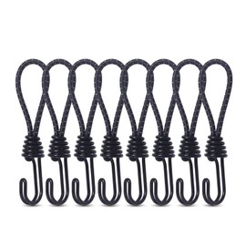 Stretch Cord Tent Tension Rope with Twin Hooks Camping Fixing Rope Outdoor Set of 8