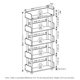 Furinno Turn-N-Tube 5-Tier Toolless Freestanding Multipurposes Display Rack, Walnut